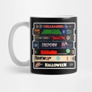 Vintage VHS Stack Horror Graphic Mug